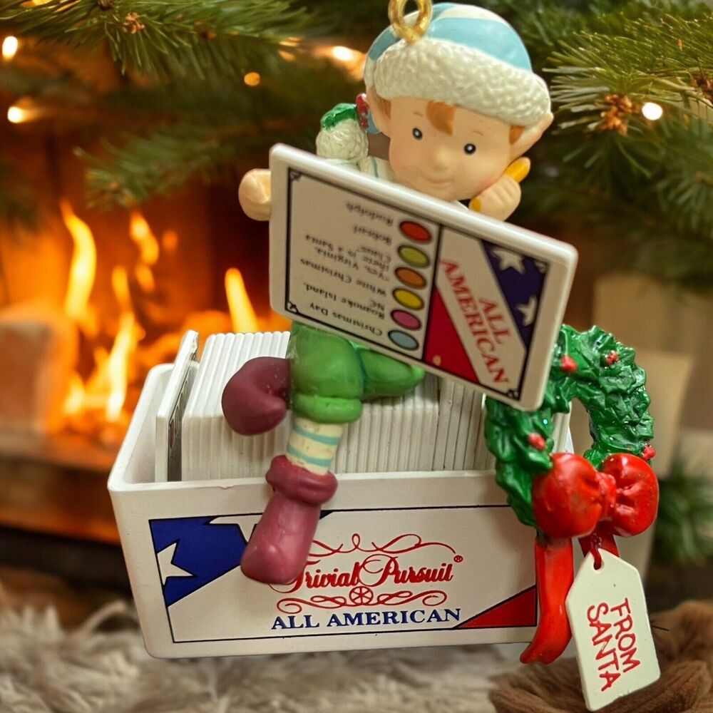 NIB Enesco Treasury Trivial Pursuit Answering Christmas Wishes Ornament (1994)
